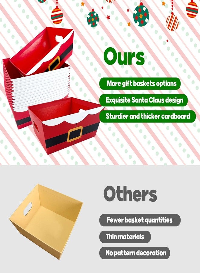 CODOHI 30 Pcs 10 Pack Christmas Baskets for Gifts Empty 8.5" x 10" with Xmas Pull Bows Clear Present Bags, Red Santa Claus Belt Empty Gift Baskets Kit To Fill for Winter Christmas Holiday Party Favors - Image 5